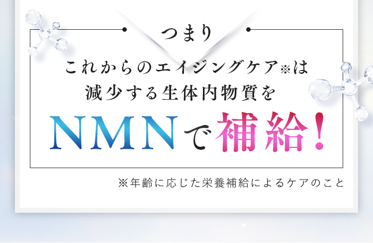 これからのエイジングケア※は減少する生体内物質をNMNで補給!